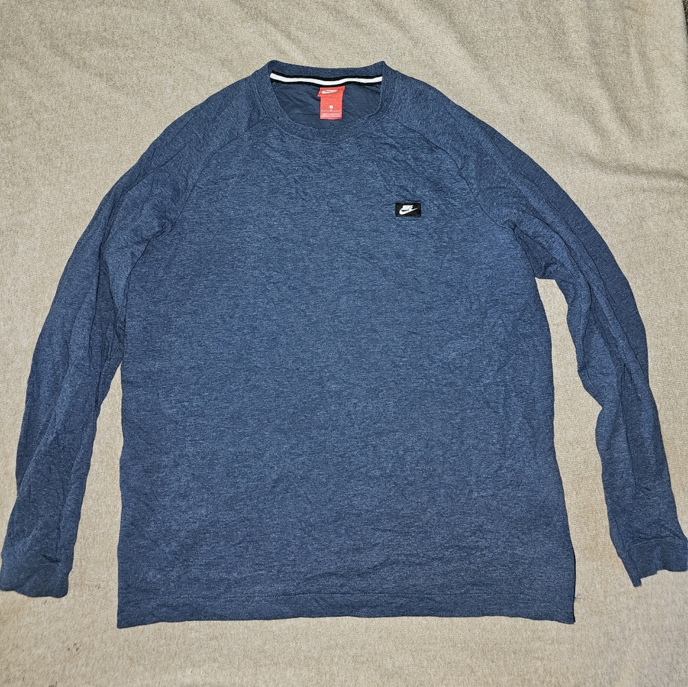 Vintage Nike Women's Crewneck Sweatshirt‎ W/ Side Zipper Blue Small Logo Size L